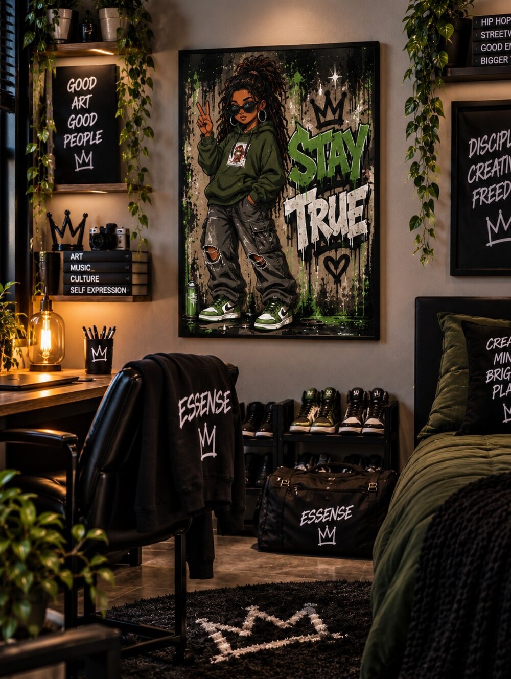 Custom 9x12 'Stay True' Urban Wall Art Print - Green